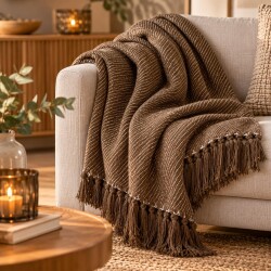 Decke -Plaid- Baumwolle 150x125cm braun