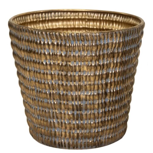 Blumentopf -Notch- Metall 36x40cm antik-gold