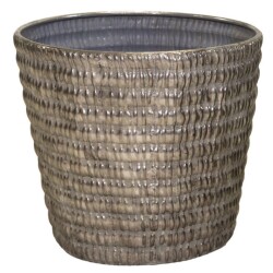 Blumentopf -Notch- Metall 27x30cm antik-silber