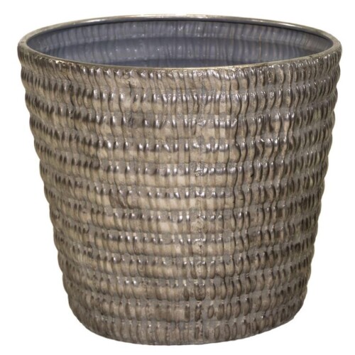 Blumentopf -Notch- Metall 32x37cm antik-silber