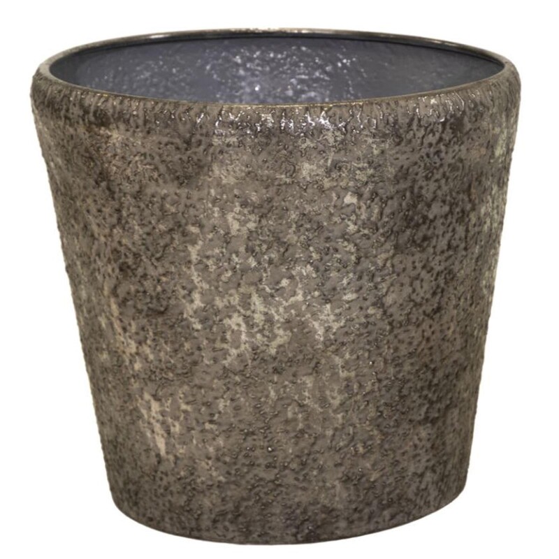 Blumentopf -Rough- Metall 36x40cm antik-silber | Dekoration