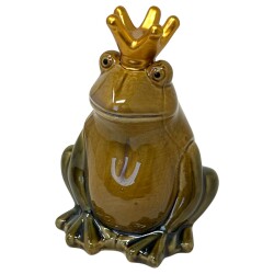 Dekofigur Frosch Keramik 12cm grün-braun