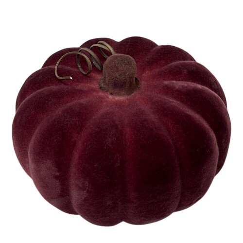 Kürbis Deko Geflockt 10cm burgundy