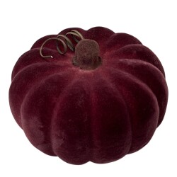 Kürbis Deko Geflockt 10cm burgundy