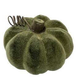 Kürbis Deko Geflockt 10cm grün