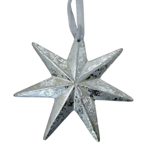 Stern Dekohänger Polyresin 13cm silber