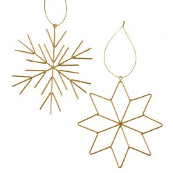 Schneeflocke 2er-Set Metall 12cm gold