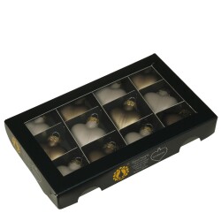 Baumkugel Herzen 12er-Set Glas 4cm eukalyptus