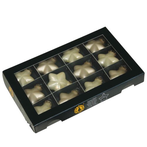 Baumkugel Sterne 12er-Set Glas 4cm champagne