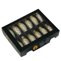 Baumkugel Zapfen 12er-Set Glas 6cm champagne