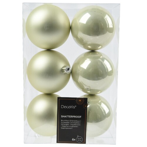 Baumkugel 6er-Set Kunststoff 8cm mint