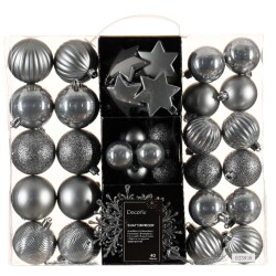 Baumkugel 40er-Set Glas 6cm grau