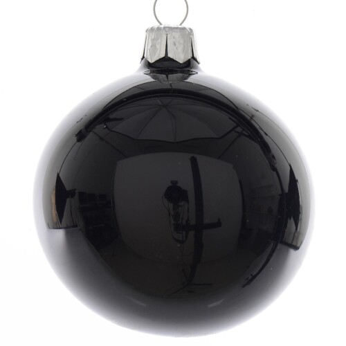 Baumkugel 6er-Set Glas 8cm schwarz
