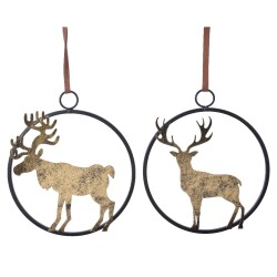 Rentier Dekohänger 2ass Metall 25cm schwarz-gold