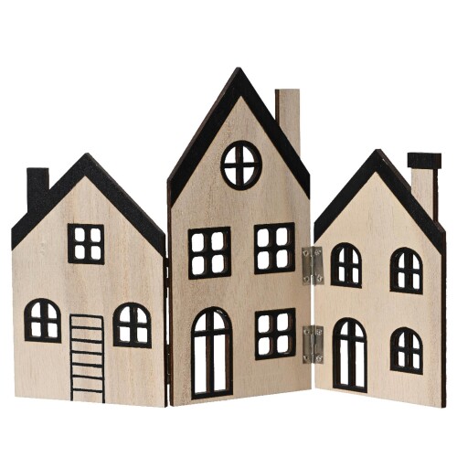 Haus Deko Holz 20x30cm schwarz-natur