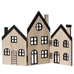 Haus Deko Holz 20x30cm schwarz-natur