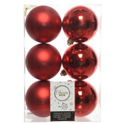 Baumkugel 6er-Set Kunststoff 8cm rot