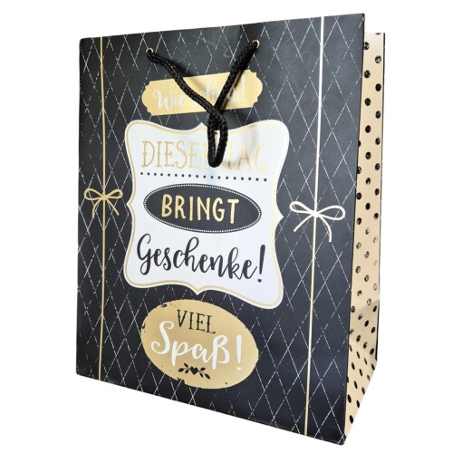 Geschenktüte -Dieser Tag- 32x27cm schwarz-gold