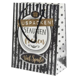 Geschenktüte -Auspacken- 21x16cm schwarz-gold
