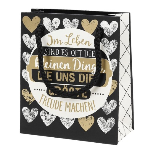 Geschenktüte -Kleine Dinge- 11x10cm schwarz-gold