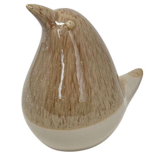 Vogel Keramik 15x14cm creme-schlamm