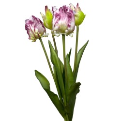 Kunstblume -Tulpenbund- 41cm violett-weiss