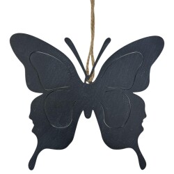 Schmetterling Metall 15cm grau