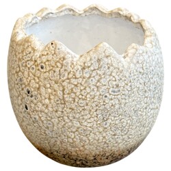 Topf Ei Keramik 11x11cm creme