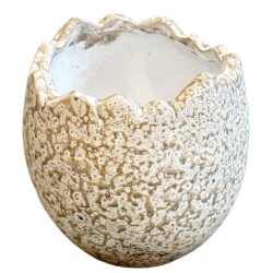 Topf Ei Keramik 8x8cm creme