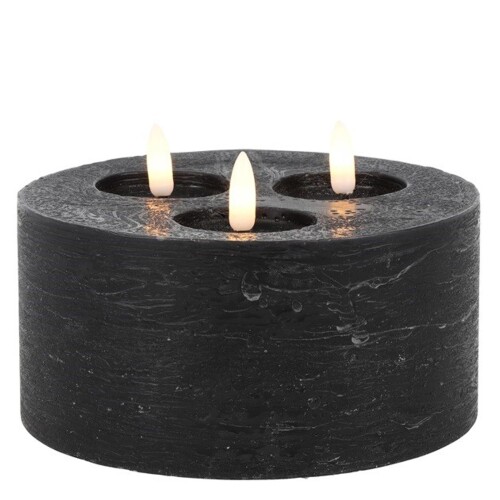 LED Stumpenkerze x3 10x15cm schwarz