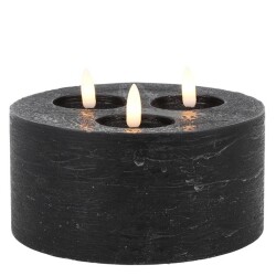 LED Stumpenkerze x3 10x15cm schwarz