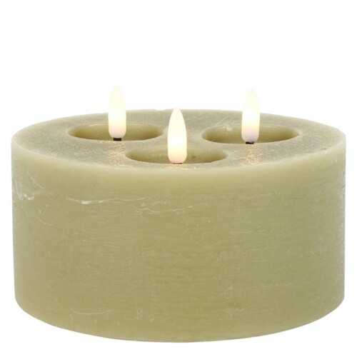 LED Stumpenkerze x3 10x15cm beige