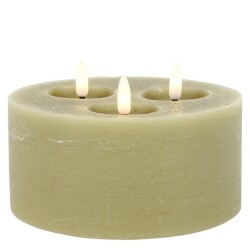 LED Stumpenkerze x3 10x15cm beige