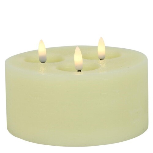 LED Stumpenkerze x3 10x15cm creme