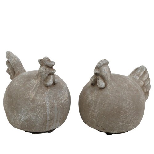 Huhn 2ass Keramik 15x13cm grau