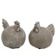 Huhn 2ass Keramik 15x13cm grau