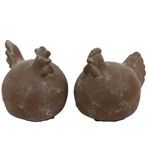 Huhn 2ass Keramik 15x13cm braun