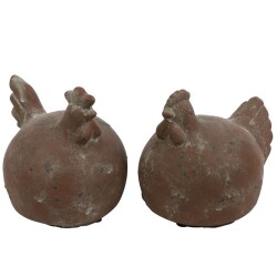 Huhn 2ass Keramik 15x13cm braun