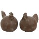 Huhn 2ass Keramik 15x13cm braun