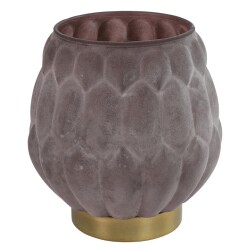 Teelichthalter -Frosty- Glas 14cm lila