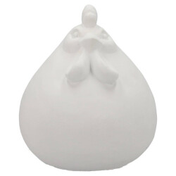 Huhn Dekofigur Zement 9x7cm weiss