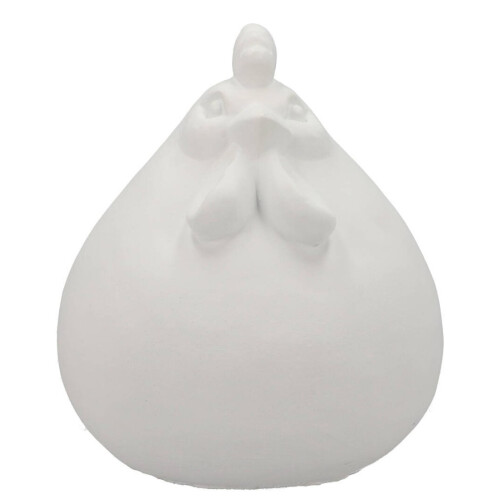 Huhn Dekofigur Zement 12x9cm weiss