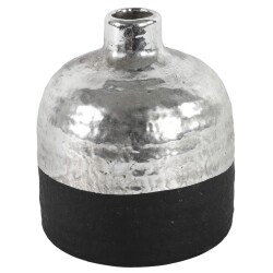 Vase -Terri- Keramik 13x10cm schwarz-silber