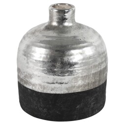 Vase -Terri- Keramik 18x14cm schwarz-silber