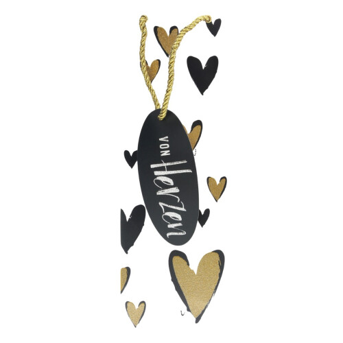 Geschenktasche -Herz- Papier 36cm weiss-gold