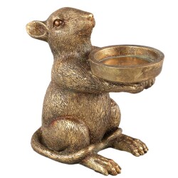 Teelichthalter Maus Polyresin 13cm gold