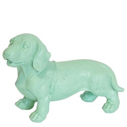 Dackel Dekofigur Polyresin 15x22cm mint