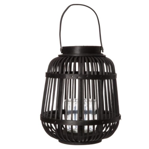 Laterne Bambus 24x20cm schwarz