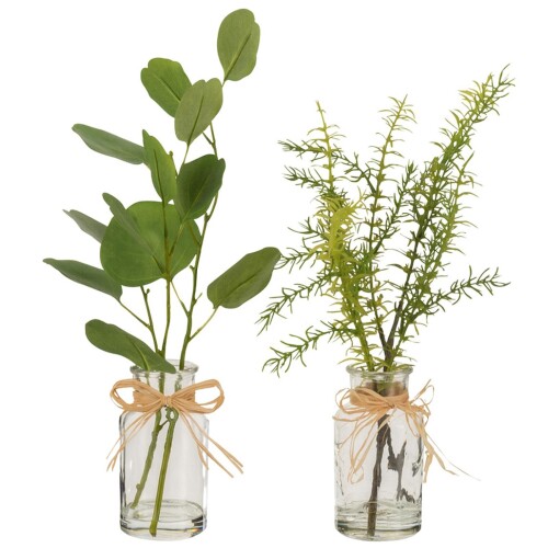 Kunstblume Vase 2ass Glas 37cm grün