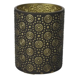 Teelichthalter -Hailey- Glas 13x10cm schwarz-gold